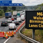 m6 walsall birmingham lanes closure